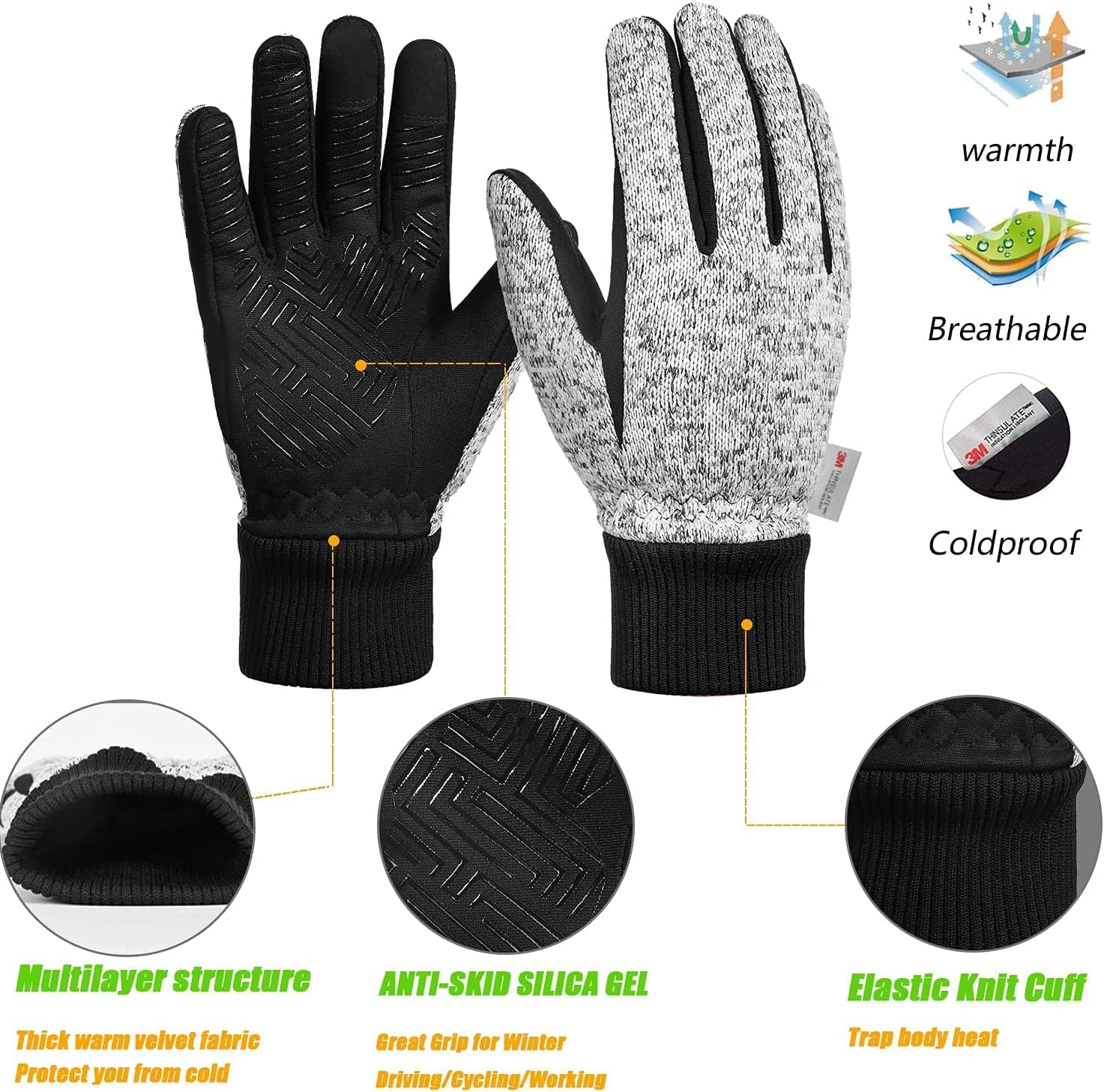 MOREOK Winter Gloves -10°F 3M Thinsulate Warm Gloves Bike Gloves Cycling Gloves for Driving/Cycling/Running/Hiking - Image 2